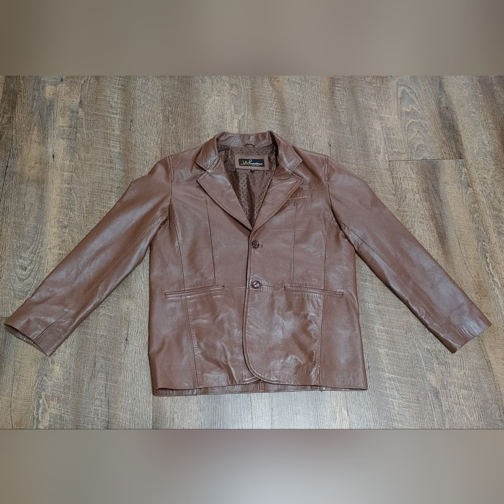 Mens Western Leather Brown Vintage Authentic Leather Jacket Size Large